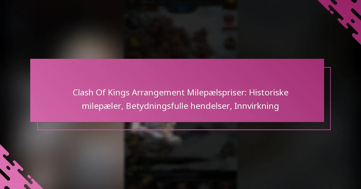 Clash Of Kings Arrangement Milepælspriser: Historiske milepæler, Betydningsfulle hendelser, Innvirkning