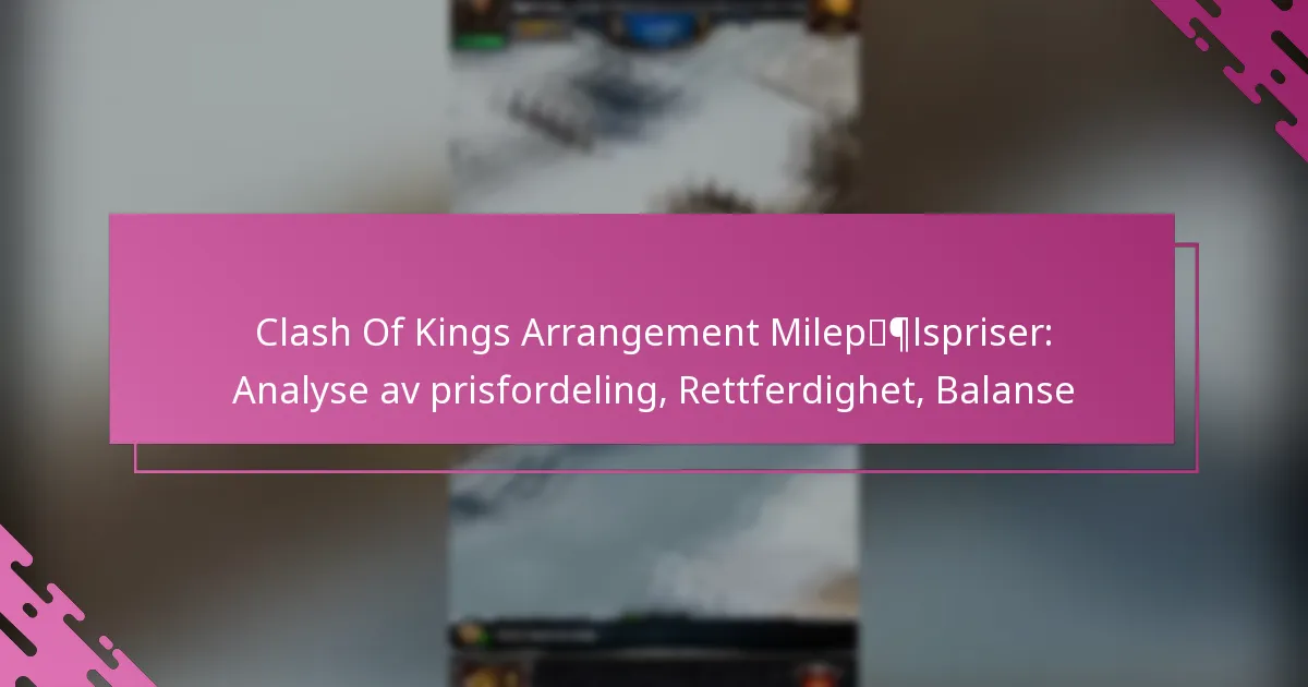 Clash Of Kings Arrangement Milepælspriser: Analyse av prisfordeling, Rettferdighet, Balanse