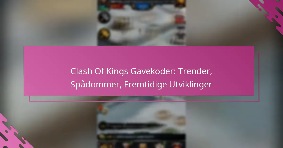 Clash Of Kings Gavekoder: Trender, Spådommer, Fremtidige Utviklinger