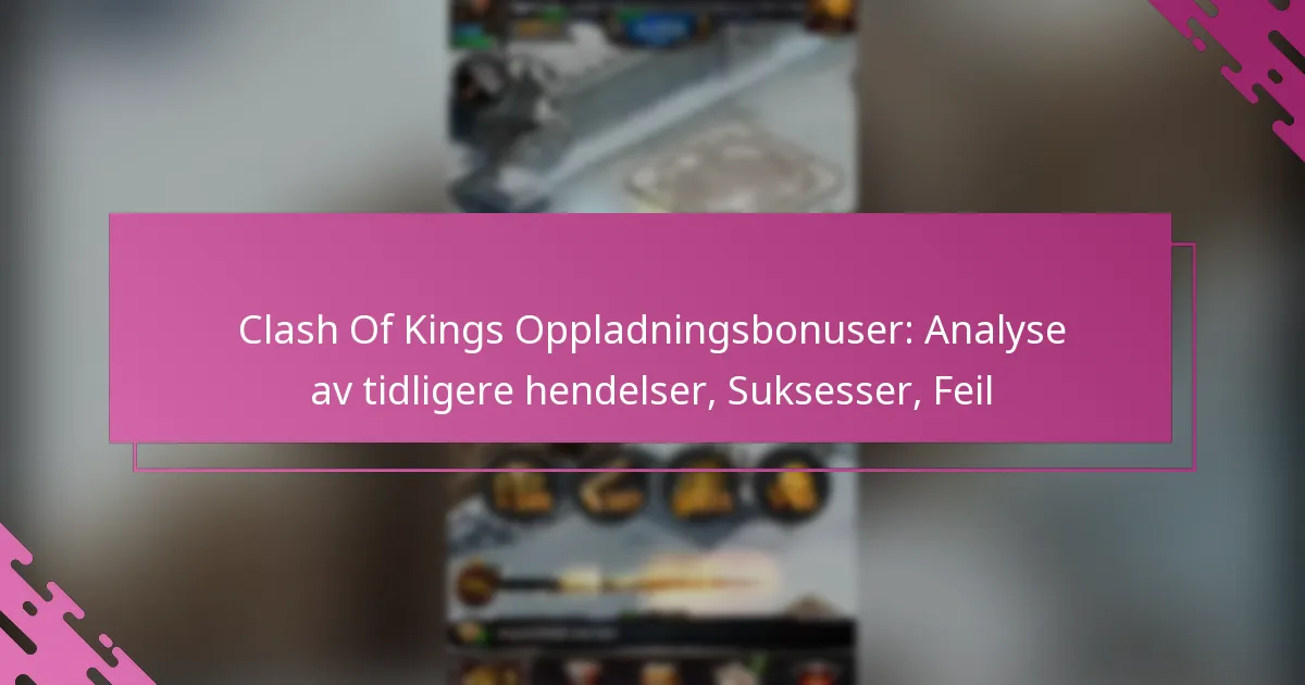 Clash Of Kings Oppladningsbonuser: Analyse av tidligere hendelser, Suksesser, Feil