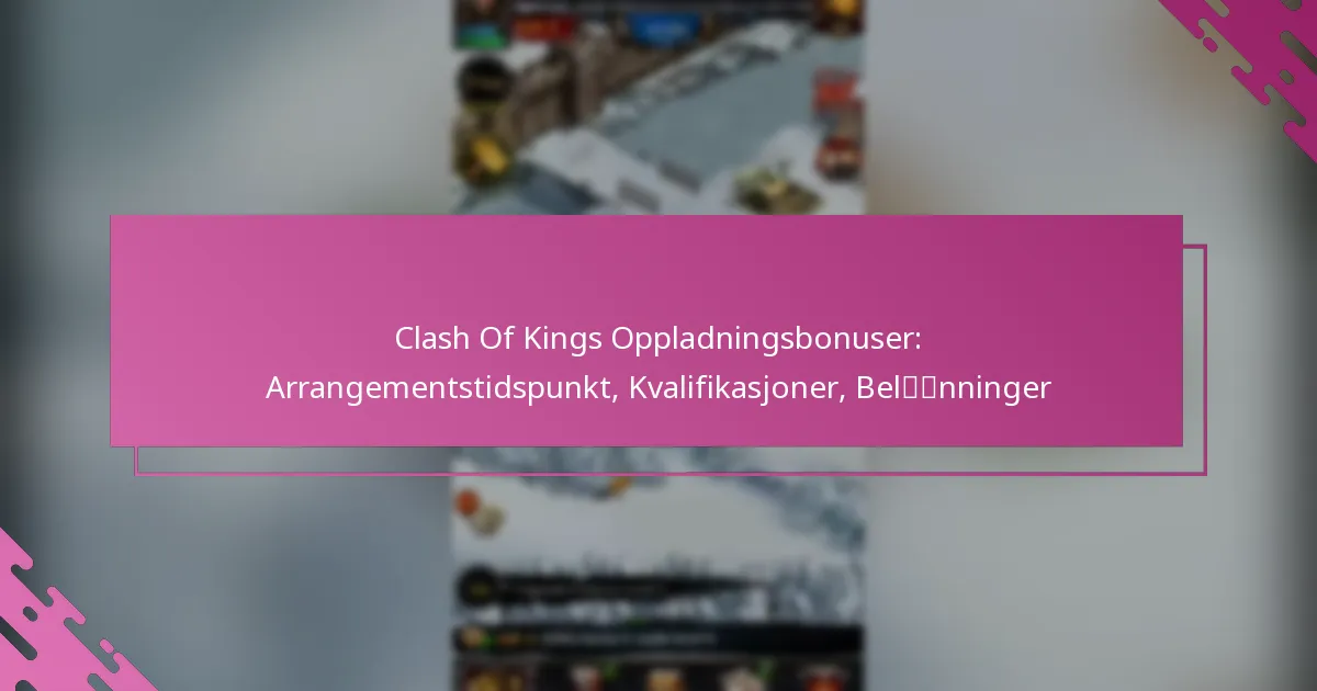 Clash Of Kings Oppladningsbonuser: Arrangementstidspunkt, Kvalifikasjoner, Belønninger