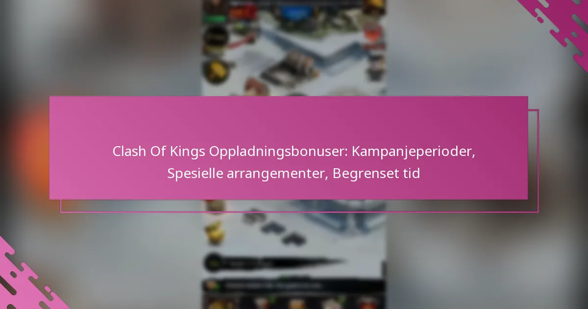 Clash Of Kings Oppladningsbonuser: Kampanjeperioder, Spesielle arrangementer, Begrenset tid